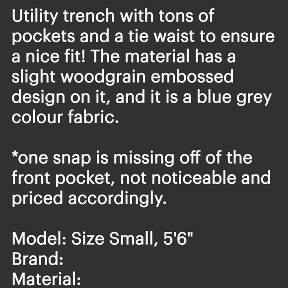 Utility Trench Coat long. Vintinage item. Great condition. Fits medium to large. - Picture 5 of 5